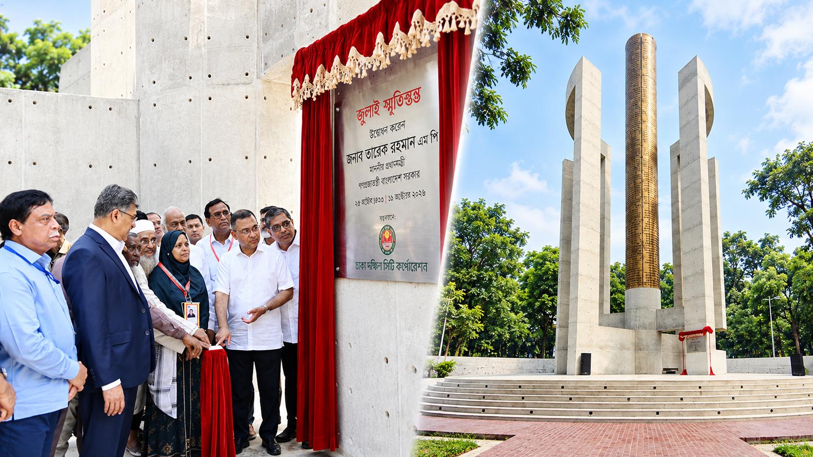 ওসমানী উদ্যানে ‘জুলাই স্মৃতিস্তম্ভ’ উদ্বোধন করলেন প্রধানমন্ত্রী